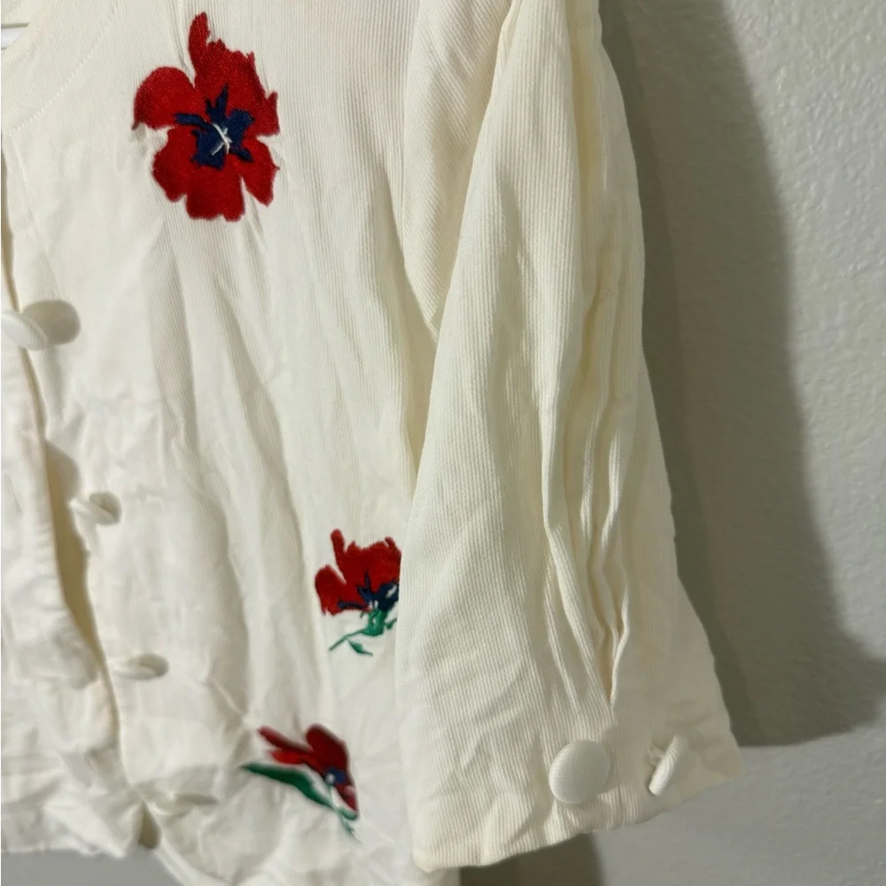 Vintage White Floral Button-Up Blouse - Picture 4 of 7